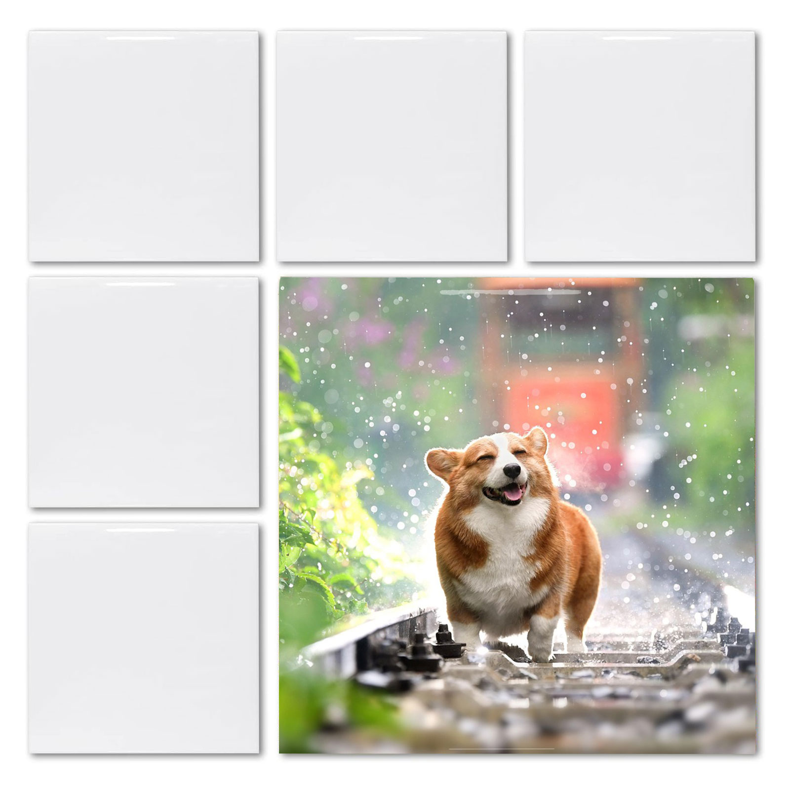 Ceramic Tile Blank - 20 sztuk pustych białych kwadratowych błyszczących